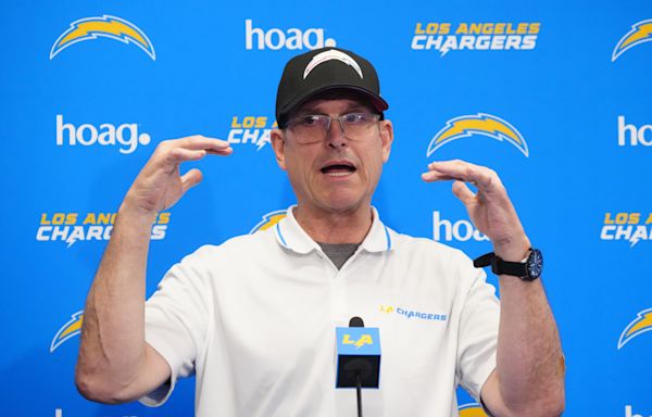 Jim Harbaugh explains why the Chargers traded up for WR Ladd McConkey