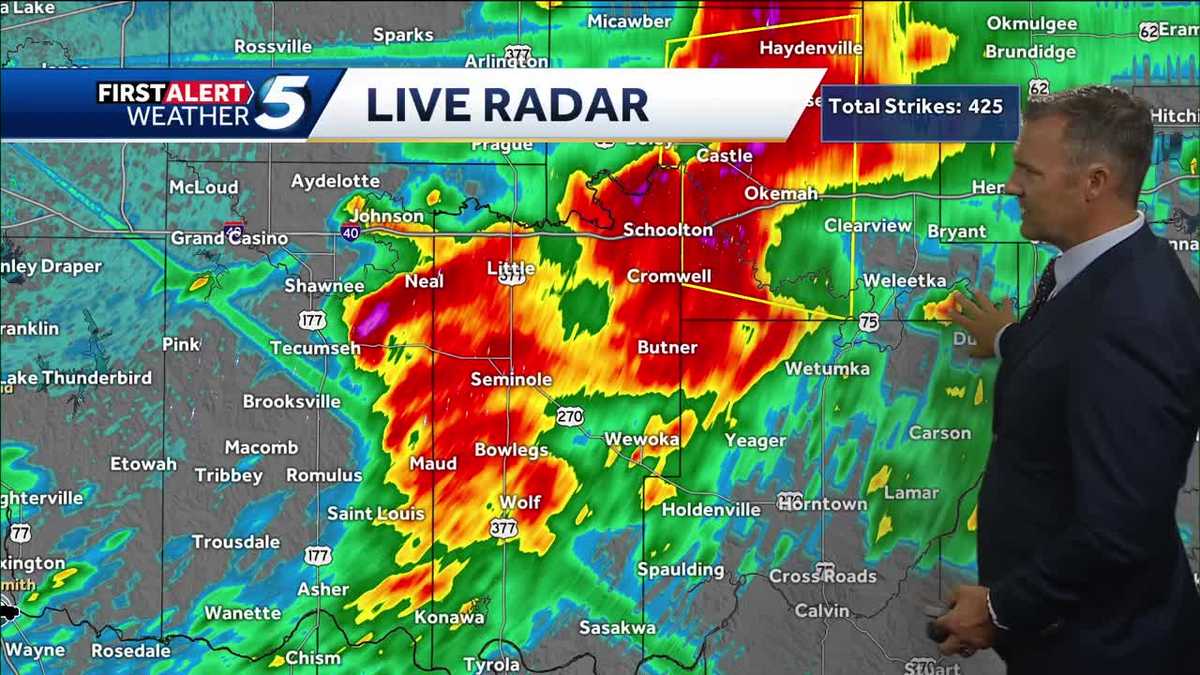 Severe storms with hail move out of OKC metro, heading east