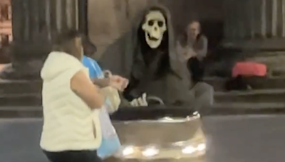 Hilarious video sees Grim Reaper zooming around Glasgow city centre on dodgem