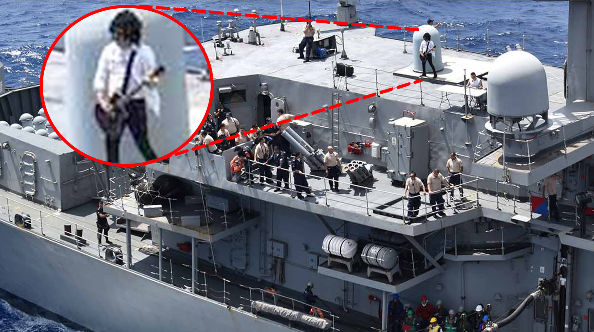 We salute this sailor rockin' out during underway refueling at RIMPAC