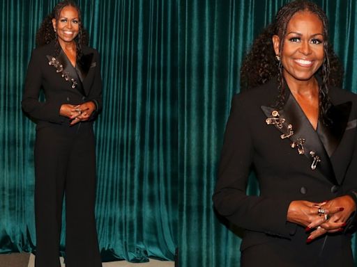 Michelle Obama Suits Up With Contemporary Edge in Versace’s Safety-pin Blazer for George Clooney’s Albie Awards 2024