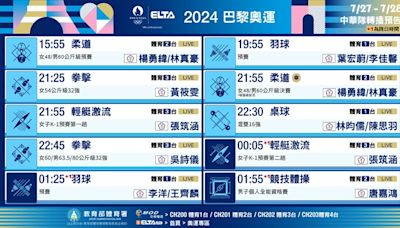 2024 巴黎奧運看愛爾達 7/27~28大會第1日轉播指南