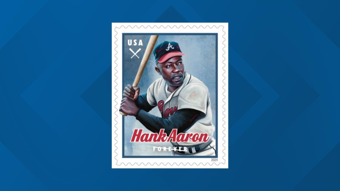 USPS honors Hank Aaron with commemorative stamp celebrating his Atlanta Braves career