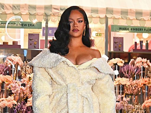 Rihanna Gets Cozy in Fuzzy Robe at Fenty Hair Launch in London