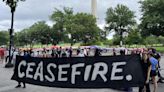 Pro-Palestinian groups from Virginia protest during DC Memorial Day parade