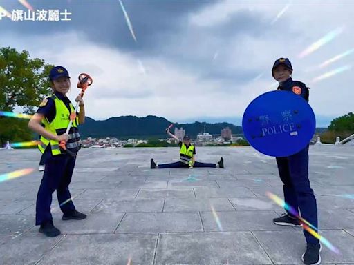 警消「十六蹲」太養眼！旗山分局正妹警不落人後 「一字馬」更厲害