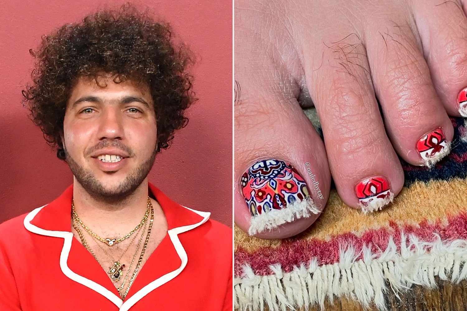 Benny Blanco Shows Off His Intricate Toenail Art Inspired by a Persian Rug and Complete with Tassels