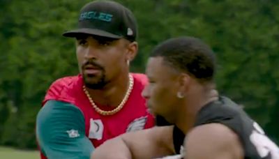 NFL fans claim 'league is in trouble' after Eagles share clip of Hurts & Saquon