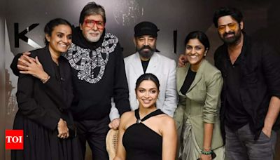 Amitabh Bachchan poses with Deepika Padukone, Prabhas, and Kamal Haasan; describes the moment as 'simply intoxicating' | Hindi Movie News - Times of India