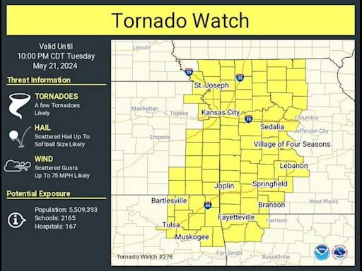 Tornado watch issued for Kansas City area as outbreak of severe weather hits Midwest