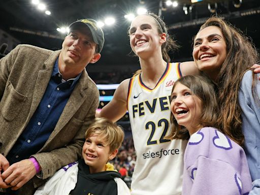 Ashton Kutcher, Mila Kunis Bring Kids to Caitlin Clark's WNBA Game