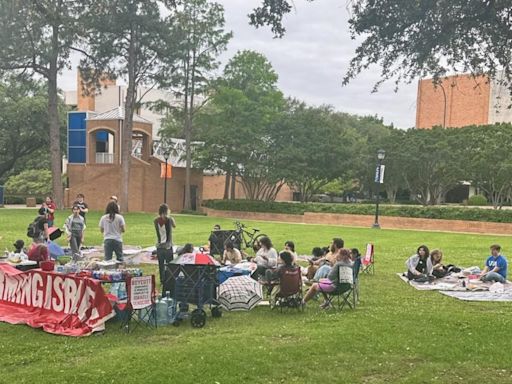 Group of pro-Palestinian protestors set up informal encampment at the University of Texas-Arlington