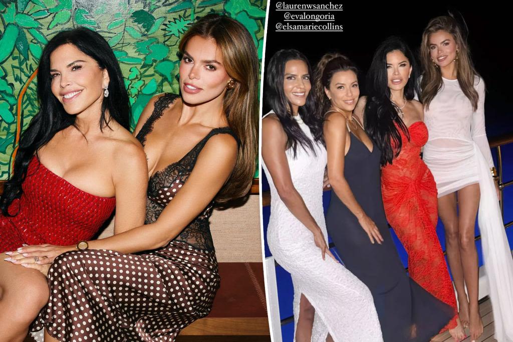 Lauren Sánchez is red-hot in lace dress for girls’ night with Eva Longoria and Brooks Nader in Italy