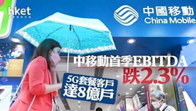 電訊股業績｜中移動首季EBITDA跌2.3%至780億人幣 5G套餐客戶達8億戶 股價破頂後轉跌