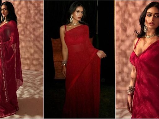 Nysa Devgan turns heads in red Arpita Mehta saree worth ₹1.65 lakh, fans say ‘perfect mix of Kajol and Ajay Devgan’