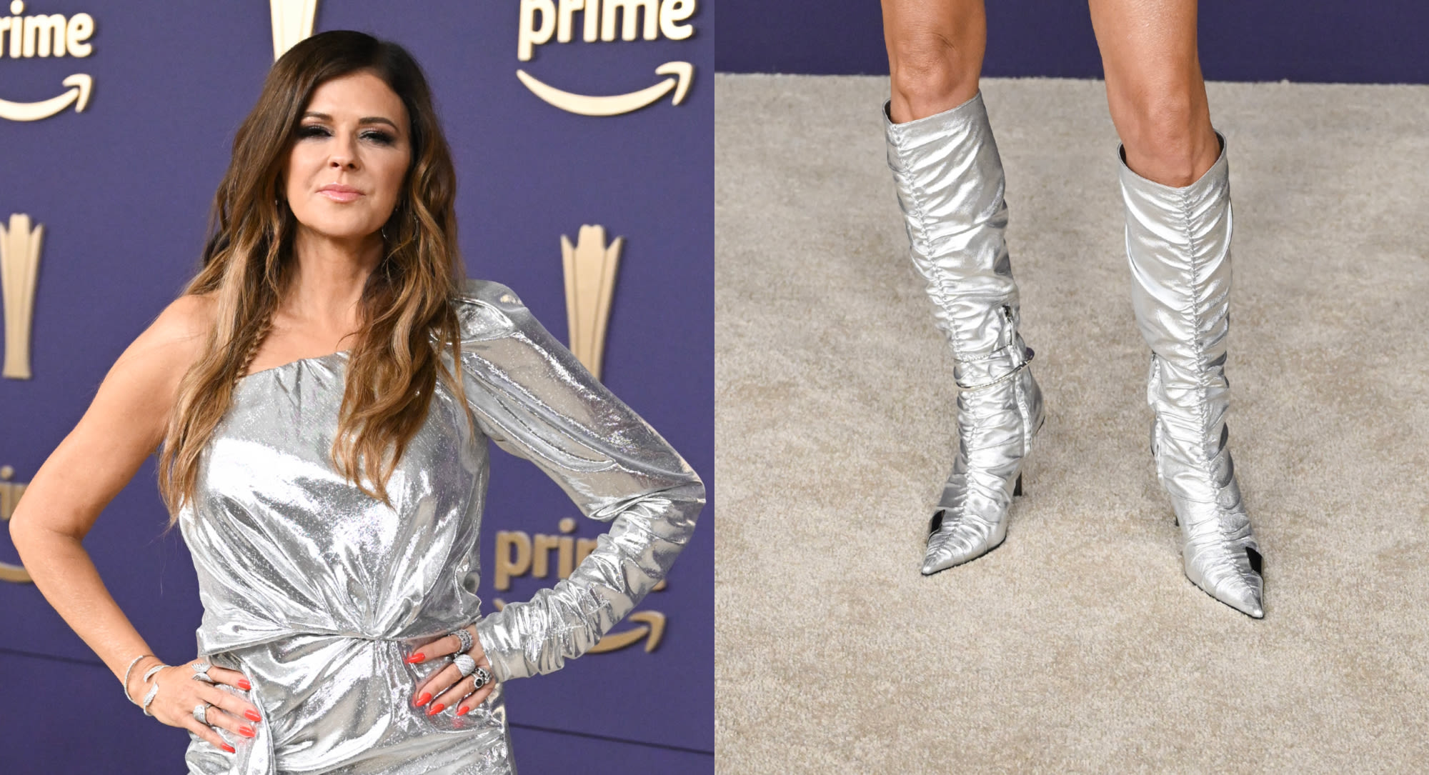 Karen Fairchild Goes Futuristic in Silver Gia Borghini Boots for ACM Awards 2024 Red Carpet