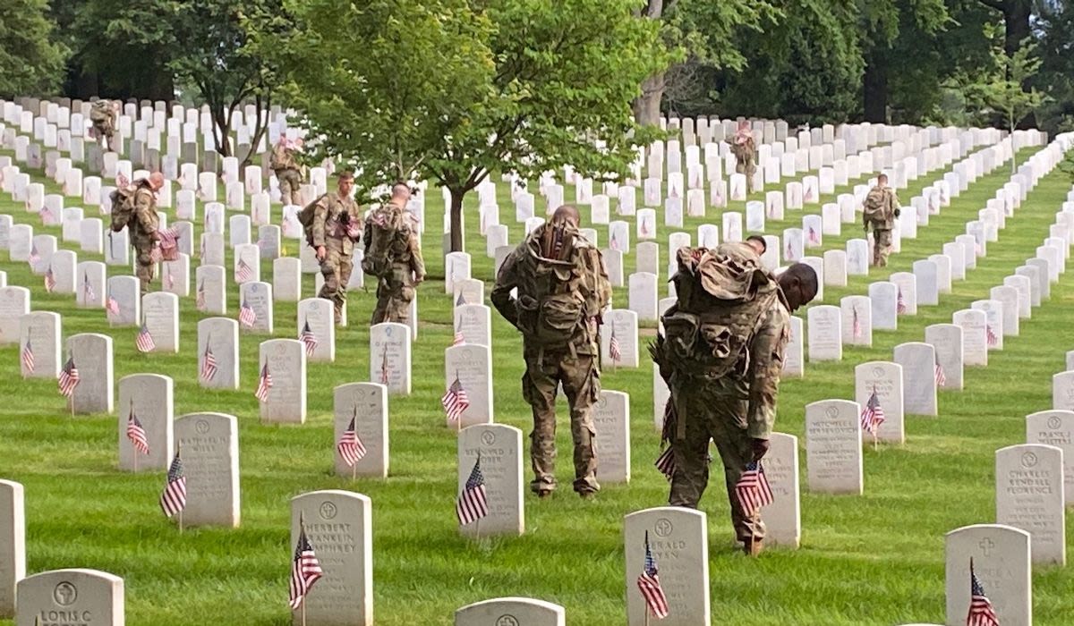 ‘It’s overwhelming’: Soldiers honor fallen heroes at Arlington’s Memorial Day ‘Flags In’ tradition