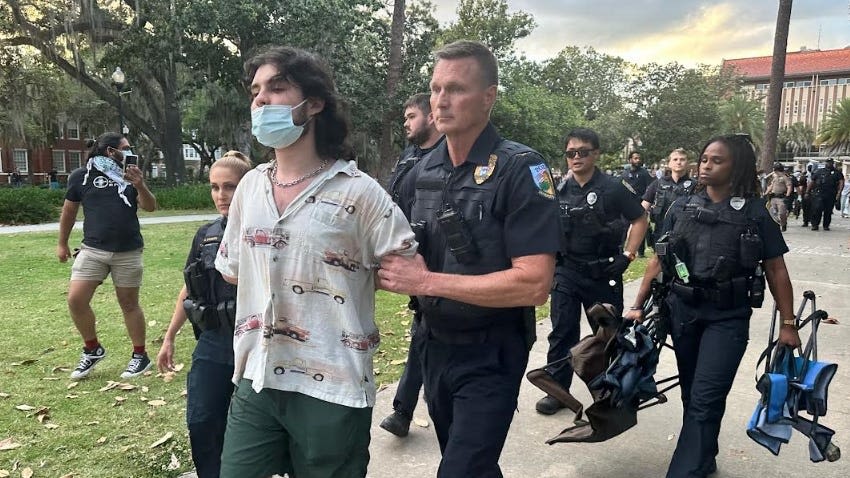 'Suppressing': Naples man among 9 arrested during UF pro-Palestine protest