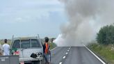 A47 closed as car is engulfed in flames