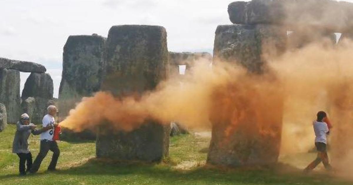 Activists spray Stonehenge in orange paint, demand end of fossil fuel use