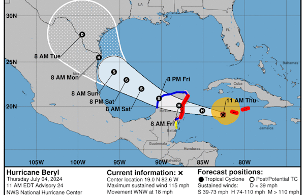 Missing roofs and flooded streets in Jamaica as Category 3 Hurricane Beryl moves on