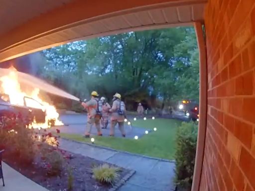 Video shows Nissan SUV catch on fire in family's driveway; carmaker is investigating