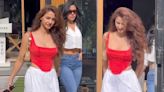 Disha Patani opts for a red corset top and skirt for brunch with best friend Krishna Shroff