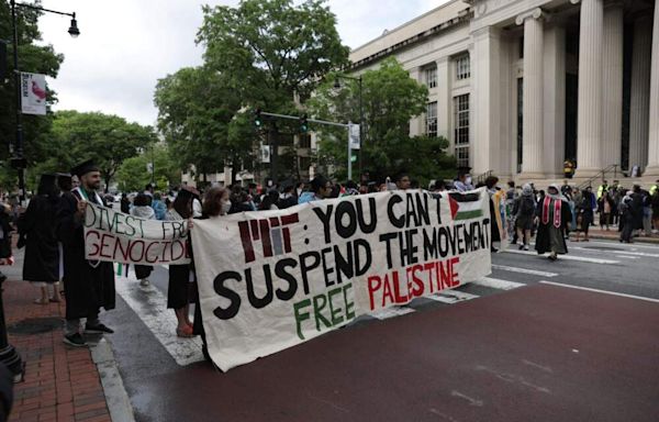 MIT protesters walk out of graduation, march down Mass. Ave. in support of Palestinians