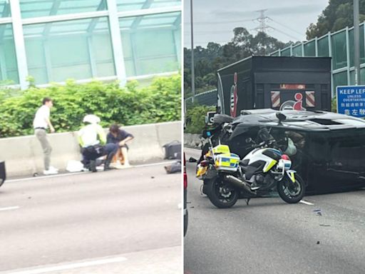 大埔吐露港公路私家車疑自炒翻側 一人受傷送院