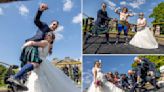 Newlyweds hop into the ring after learning wedding was next to a wrestling match