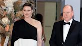 Princess Charlene of Monaco Showed Off Her New Brunette Style in a Dramatic Black and White Gown