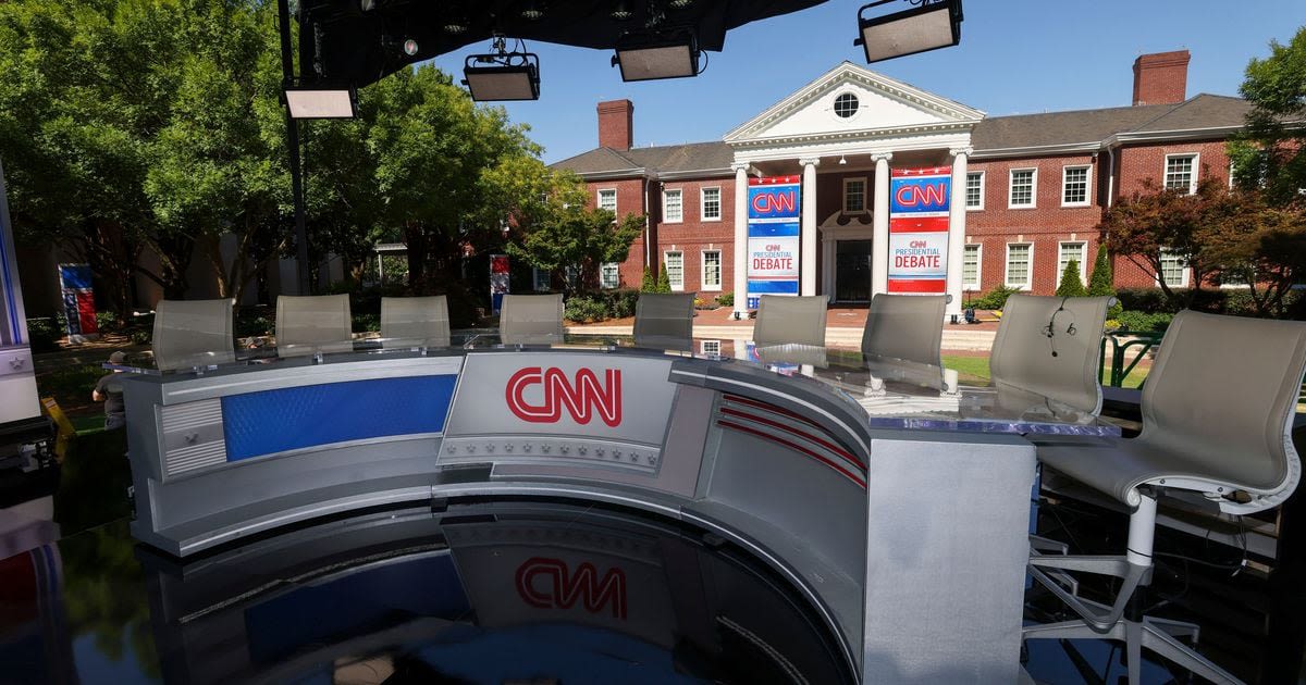 More about CNN’s debate hall studio and the scene outside the cable network