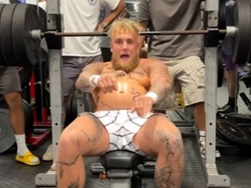 Jake Paul flaunts big belly in bizarre workout video ahead of Mike Tyson fight