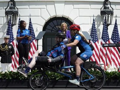 Jill Biden praises her husband’s advocacy for the military as wounded vets begin annual bike ride