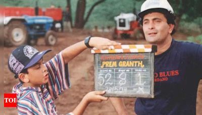 When young Ranbir Kapoor held the clapper board for father Rishi Kapoor on 'Prem Granth' sets | Hindi Movie News - Times of India