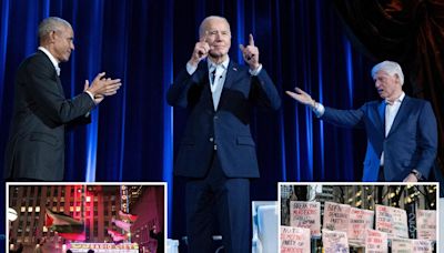 Anti-Israel protesters disrupt Biden’s lavish NYC fundraiser with Obama, Clinton, where tickets went for up to $500K: ‘War pig’