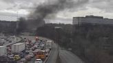 Car fire shuts down all lanes of I-85 SB before Clairmont Road