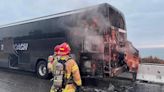 Passengers, driver escape after tour bus catches fire on Highway 101