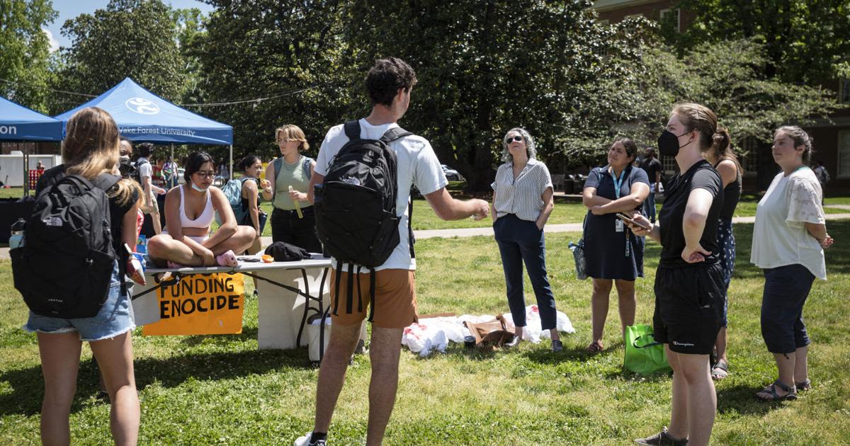 Pro-Palestinian protesters set up tent city at Wake Forest University. Group plans to remain 'as long as it takes'