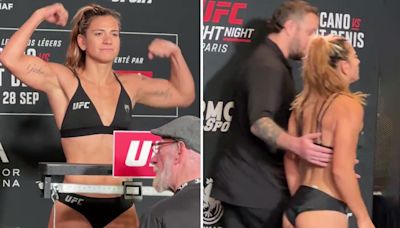 Fears for female UFC fighter's health as she can't stop shaking during weigh-in