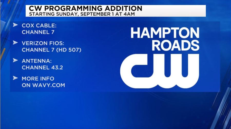 WAVY/WVBT adds The CW Hampton Roads this fall