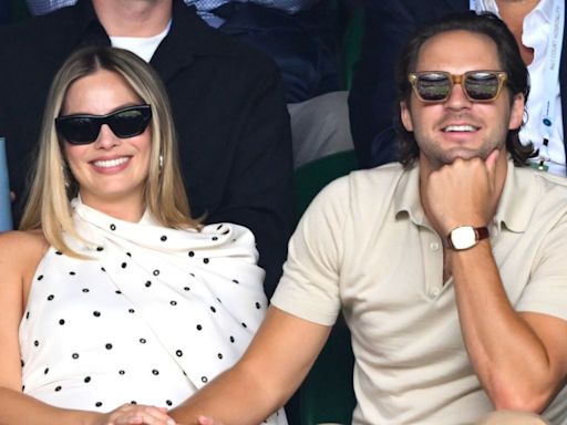 Margot Robbie Is Lovely in a White Polka-Dot Dress at Wimbledon