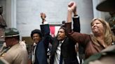 Three Democrats get hero’s welcome at noisy gun control protests in Tennessee capitol ahead of expulsion vote