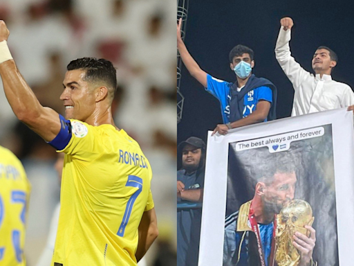 Saudi Arabia: Lionel Messi banner during Al-Nassr’s win over Al-Akhdoud is going viral; Here’s why