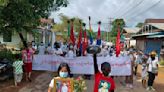 Supporters of Myanmar’s jailed leader Suu Kyi mark her 79th birthday with a flower-themed protest