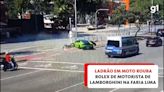 VÍDEO: Motorista de Lamborghini persegue ladrão e bate carro em poste e moto após ter Rolex roubado na Avenida Faria Lima