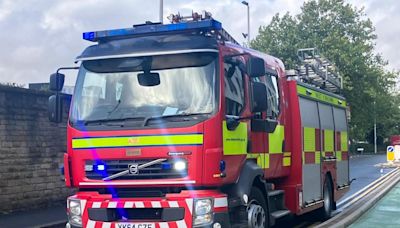 Firefighters tackle blaze in high-rise block of flats in Bradford