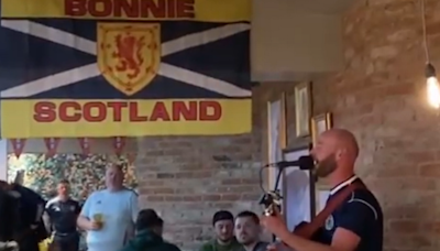 Nick Morgan surprises Scotland fans with 'No Scotland No Party' song at Glasgow Airport