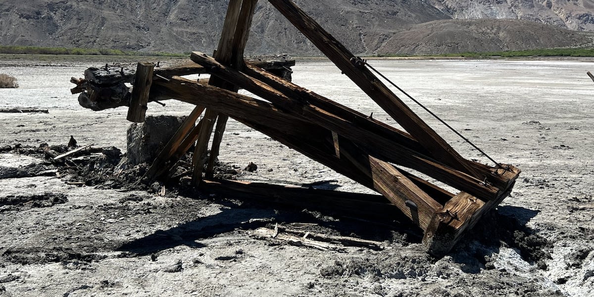 Death Valley historic salt tram tower damaged