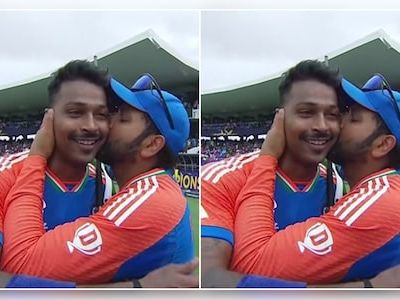 Watch: Rohit Sharma wins hearts by kissing Hardik Pandya on his cheek after T20 World Cup final - CNBC TV18